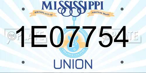 1E07754 Mississippi License Plate