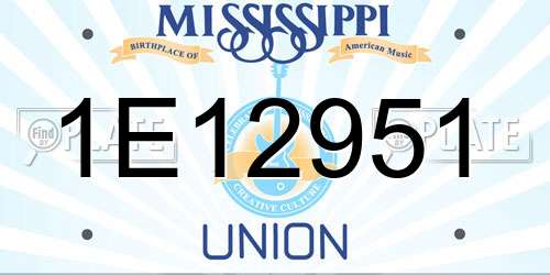 1E12951 Mississippi License Plate