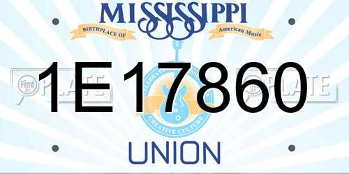 1E17860 Mississippi License Plate
