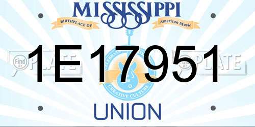 1E17951 Mississippi License Plate