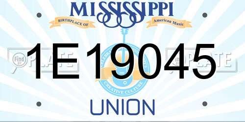 1E19045 Mississippi License Plate