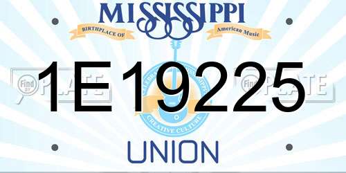 1E19225 Mississippi License Plate