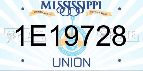 1E19728 Mississippi License Plate