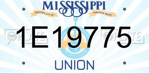 1E19775 Mississippi License Plate