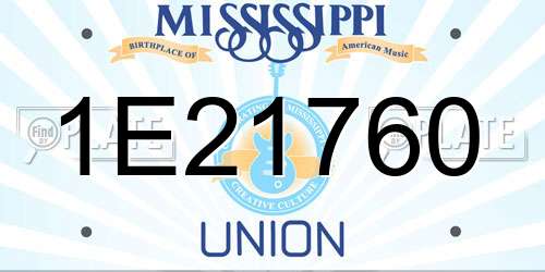 1E21760 Mississippi License Plate