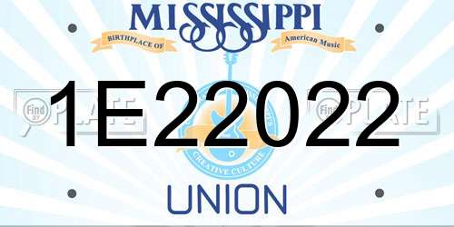 1E22022 Mississippi License Plate
