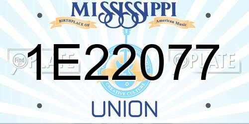 1E22077 Mississippi License Plate