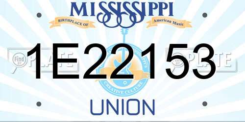 1E22153 Mississippi License Plate