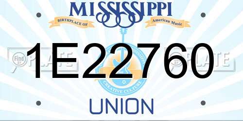 1E22760 Mississippi License Plate