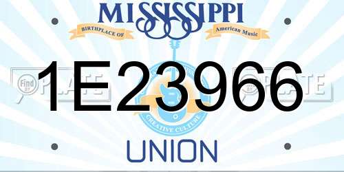 1E23966 Mississippi License Plate