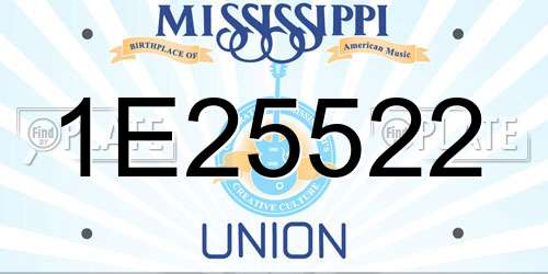 1E25522 Mississippi License Plate