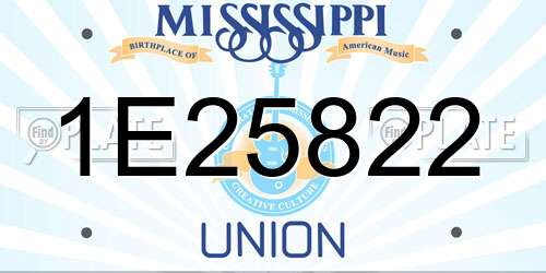 1E25822 Mississippi License Plate