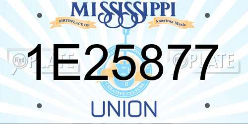 1E25877 Mississippi License Plate