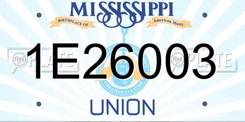 1E26003 Mississippi License Plate