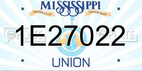 1E27022 Mississippi License Plate