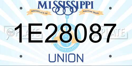 1E28087 Mississippi License Plate
