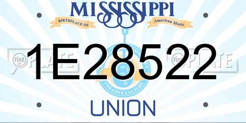 1E28522 Mississippi License Plate