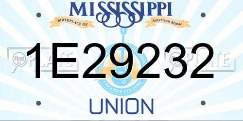 1E29232 Mississippi License Plate