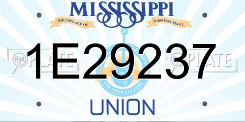 1E29237 Mississippi License Plate