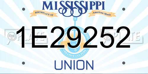 1E29252 Mississippi License Plate