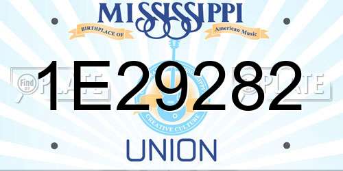 1E29282 Mississippi License Plate