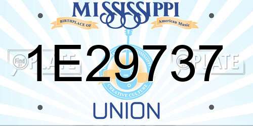 1E29737 Mississippi License Plate