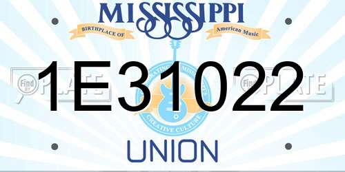 1E31022 Mississippi License Plate