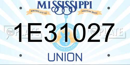 1E31027 Mississippi License Plate