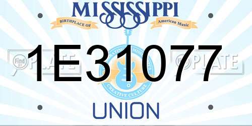 1E31077 Mississippi License Plate