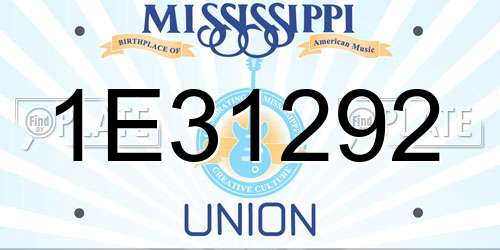 1E31292 Mississippi License Plate