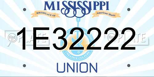 1E32222 Mississippi License Plate