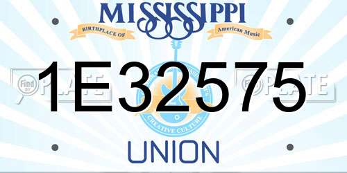 1E32575 Mississippi License Plate