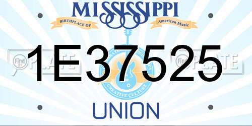 1E37525 Mississippi License Plate