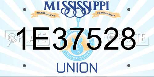 1E37528 Mississippi License Plate