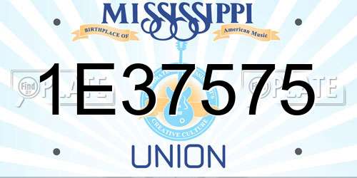 1E37575 Mississippi License Plate