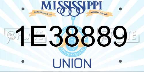 1E38889 Mississippi License Plate