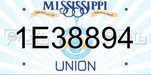1E38894 Mississippi License Plate
