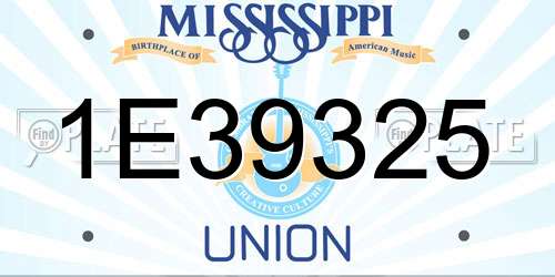 1E39325 Mississippi License Plate
