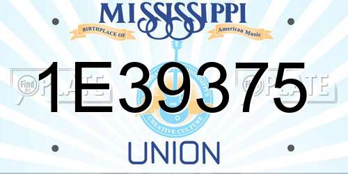 1E39375 Mississippi License Plate