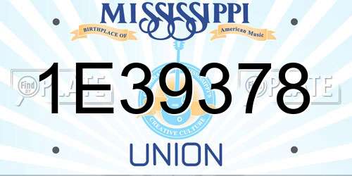 1E39378 Mississippi License Plate