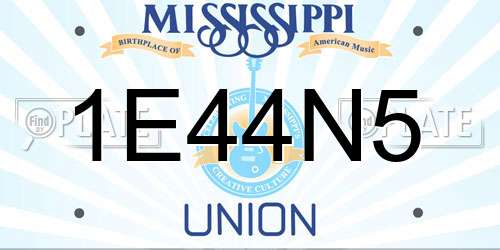 1E44N5 Mississippi License Plate