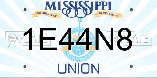 1E44N8 Mississippi License Plate