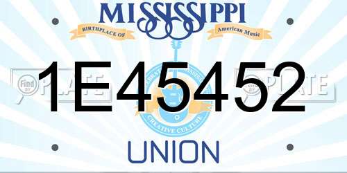 1E45452 Mississippi License Plate