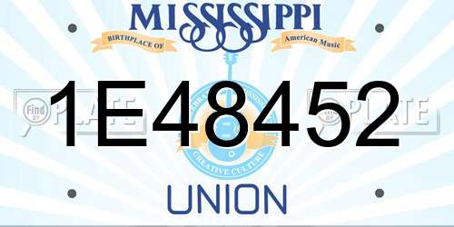 1E48452 Mississippi License Plate