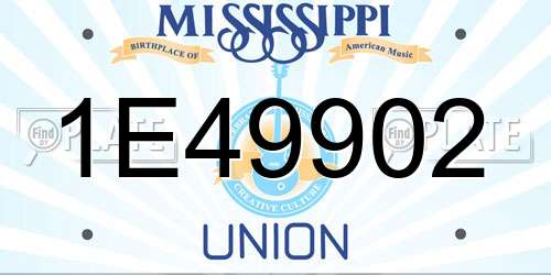 1E49902 Mississippi License Plate