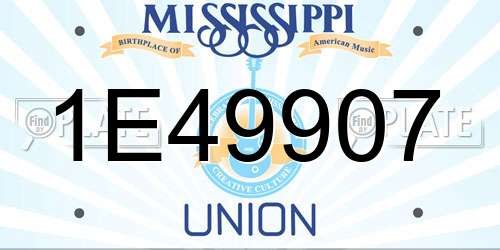 1E49907 Mississippi License Plate