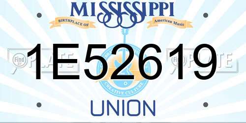 1E52619 Mississippi License Plate