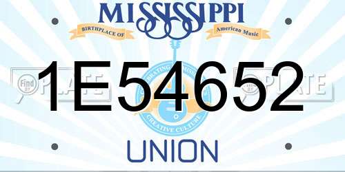 1E54652 Mississippi License Plate