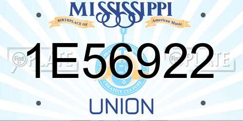 1E56922 Mississippi License Plate