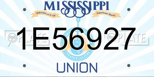 1E56927 Mississippi License Plate